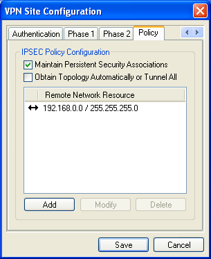 Configuración de Shrew Soft VPN Client. Configuración de la topología. Pulsar Add, para añadir la red remota. 192.168.0.