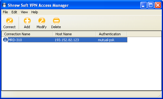 Configuración de Shrew Soft VPN Client. Realizar la conexión con el MRD-310.