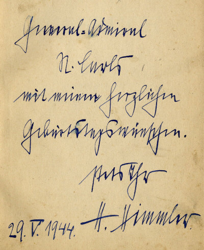 Manuscrito de H. Himmler.