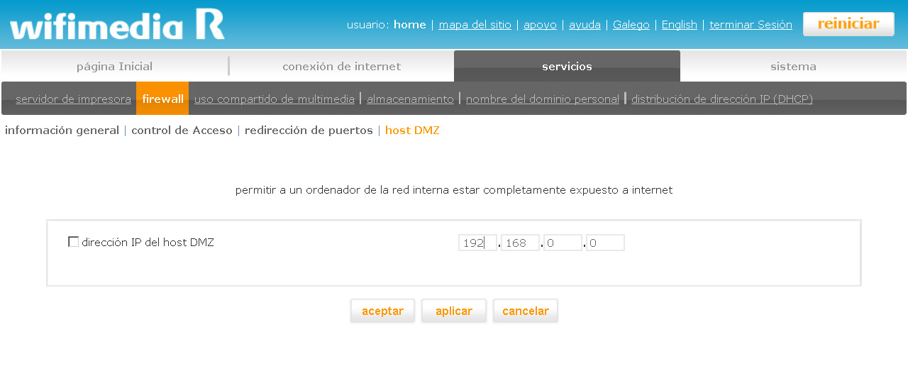 4.2.4 designar un host DMZ La opción de host DMZ (desmilitarizado) le permite exponer un ordenador local a Internet.