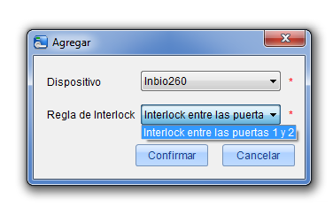 Configurar Interlock: 1. Clic en [Control de acceso] - [Interlock] - [Agregar] para ingresar a la interfaz de edición; 2. Seleccione el equipo.
