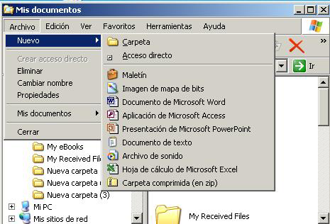 15 Creación de carpetas. Ordenar archivos Con Windows XP, se pueden ordenar archivos según diferentes criterios, con una única pulsación de botón.