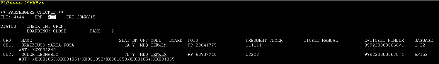 1.3.13 Listado de pasajeros chequeados con todas las variantes Esta variante permite visualizar el listado de los pasajeros chequeados en un vuelo con todas las variantes previamente mencionadas.