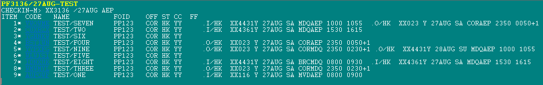 1.1.2 Búsqueda pasajeros con comando abreviado Este comando se puede ejecutar una vez ejecutado un comando PF donde se indica vuelo y fecha.
