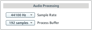 Sección de procesamiento de audio (Audio Processing) 6.2 La sección Audio Processing de la página Audio Settings del panel de control.