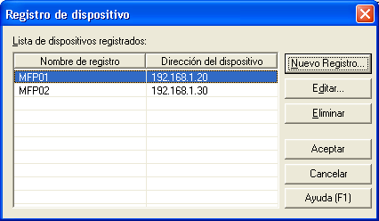 Conexión con un producto polivalente 4 4.7 Para eliminar una conexión Borre la conexión registrada del cuadro de diálogo Registro de dispositivo.