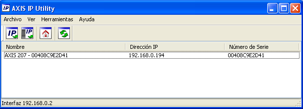 Para el segundo paso, el fabrcante proporcona una aplcacón llamada AXIS IP Utlty, que no necesta ser nstalada en el PC servdor.