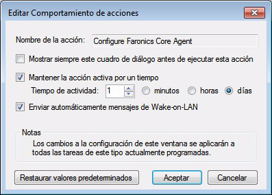 42 Configuración manual del Servidor Faronics Core 2. Haga clic en Configure (Configurar) en el panel Action Behavior (Comportamiento de acciones) de la ficha Server (Servidor).
