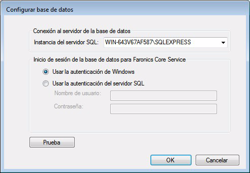 44 Configuración manual del Servidor Faronics Core Ficha Database (Base de datos) La ficha Database (Base de datos) le permite configurar la base de datos.