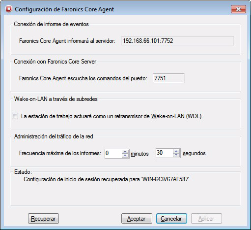 Configuración del Agente Faronics Core 93 Configuración del Agente Faronics Core Los ajustes del Agente Faronics Core pueden cambiarse desde la Consola Faronics Core después de una implementación del