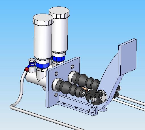 Subconjunto sistema hidráulico: pedal, base de pedal, tornillo M8, bulón