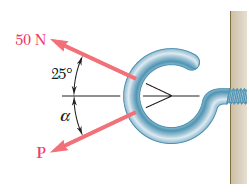1. Ejercicio 1 Se aplican dos fuerzas en el gancho de apoyo que se muestra en la figura.