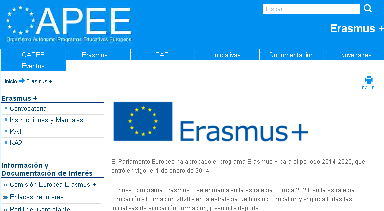 ERASMUS + http://www.oapee.
