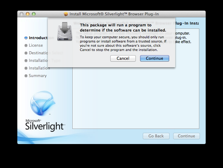 4. Un archivo con el nombre de "Silverlight.pkg" se descargará. Búscalo en tu ordenador y haz doble click sobre él. 5.