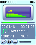 4.2 Modo de música Vista general de la pantalla La pantalla muestra diversas informaciones sobre el título de música actual, sobre el tiempo de funcionamiento y sobre la configuración del sistema.