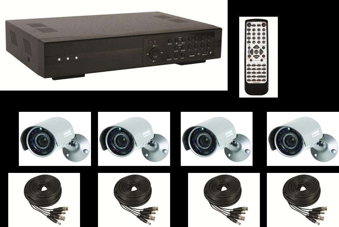 CCTV PACK DVR 4 IR CAMERAS 500 GB HARD DISK CCTV-PACK DVR 4 IR-CAMERA'S HARDE SCHIJF 500 GB PACK VIDEOSURVEILLANCE DVR 4 CAMÉRAS IR