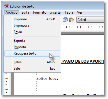 Editor de textos 253 Sin embargo esta funcionalidad puede verse ampliada por los conversores de formato que el usuario tenga instalado en su ordenador.