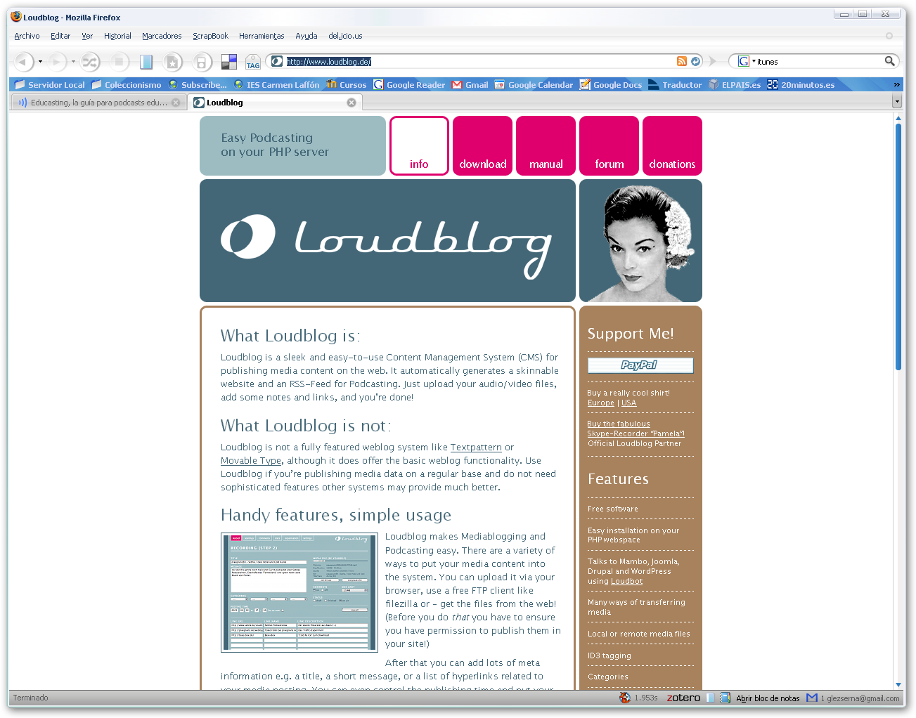 LoudBlog Instalación de la aplicación Instalación Descargar y descomprimir. Subir a nuestro servidor web.