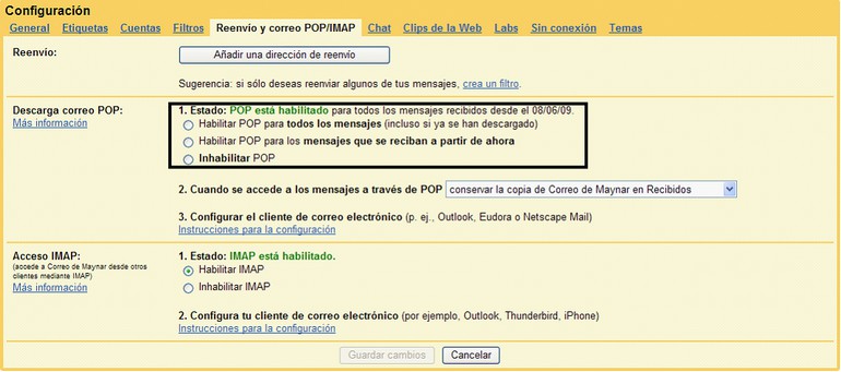 Ejemplo de configuración utilizando una cuenta de Gmail: Servidor SMTP: smtp.gmail.com Puerto: 465 ó 587 Dirección de origen: usuario@gmail.