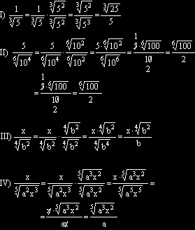 Observación: Para racionalizar el denominador de una fracción bastará multiplicar la fracción por el factor racionalizante del denominador,en éste caso por sí mismo.