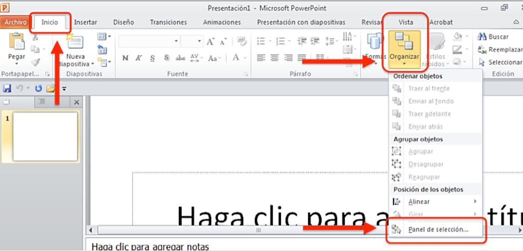 Guía para elaborar documentación digital accesible 38 Recomendaciones para Word, PowerPoint y Excel de Microsoft Office 2010 Para la realización de diapositivas sencillas, se pueden insertar