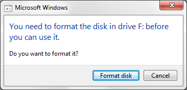 Uso de RAID Utility Para usuarios de Windows Podría mostrarse el siguiente mensaje al intentar cambiar la configuración del disco (por ejemplo, al seleccionar el formato NTFS) mediante la utilidad