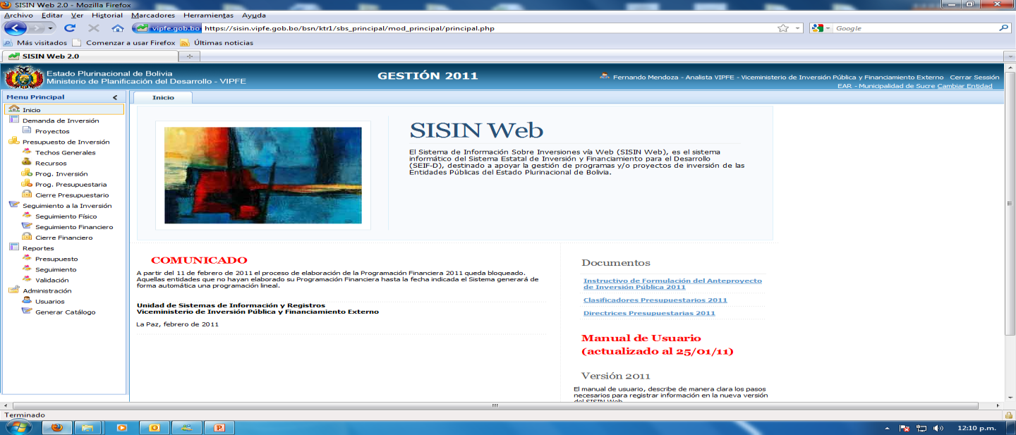 SISIN-Web Sisin-Web: instrumento informático utilizado para registrar la información financiera y