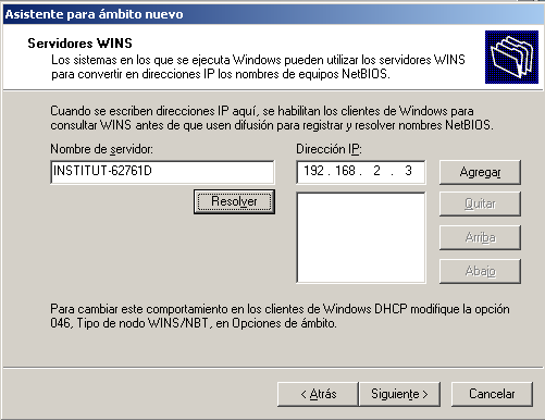 12- Nombre de dominio y DNS, escribe el nombre del dominio, por ej: Nwtraders.
