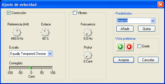 5. Haga clic en el botón 'Aceptar' para aceptar los cambios. 7.13 Ajuste de velocidad La afinación de tonos permite corregir la entonación de las grabaciones instrumentales o vocales.