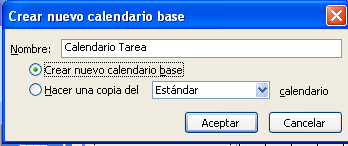 5. Para crear un nuevo calendario base a partir de un calendario existente, haga clic en Hacer una copia del y, a continuación, en el nombre del calendario que aparece en el cuadro: 6.