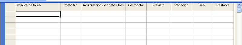 2. En el menú Ver, seleccione Tabla y haga clic sobre Costo. En este momento podrá visualizar la columna Costo Total.