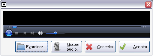 Existen dos caminos para añadir un fichero de audio al contenido: - Seleccionar un archivo existente. - Realizar una grabación en el momento a través de un micrófono conectado al ordenador.