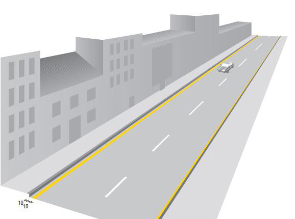 Las líneas continuas no pueden ser traspasadas por los vehículos. Suelen complementarse con tachas que pueden ser rojas, amarillas o blancas.