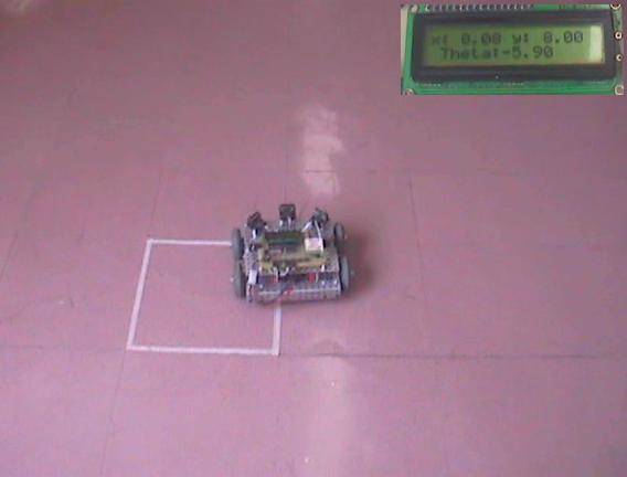 Capitulo 4 RESULTADOS EXPERIMENTALES a) Trayectorias ideal y recorrida para alcanzar la meta con el robot puesto a -0.92 metros del origen. b) Posición final del robot dentro del entorno virtual.