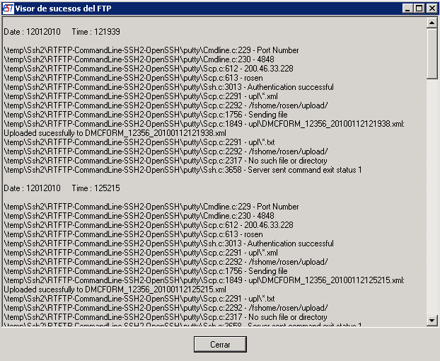 Puerto de Conexión IP de DMC Usuario del Cliente Nombre del archivo.xml 4.