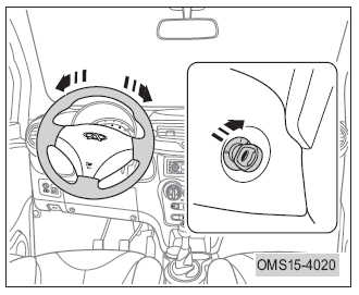 Bloqueo del Volante Para bloquear el volante, sitúe el interruptor de encendido en la posición B ( BLOQUEO ) y retire la llave.