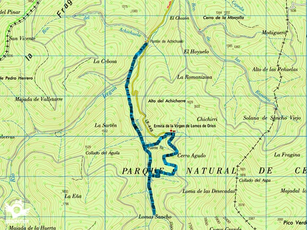 Cartografía Este esquema con el trayecto es aproximado y ha sido creado a partir del mapa propiedad del Instituto Geográfico Nacional "Cuadrante 279, 1:50.000".
