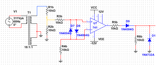 pull-down y otra resistencia R5b de 10 KΩ para limitar la salida de corriente de salida del OPAMP U7.