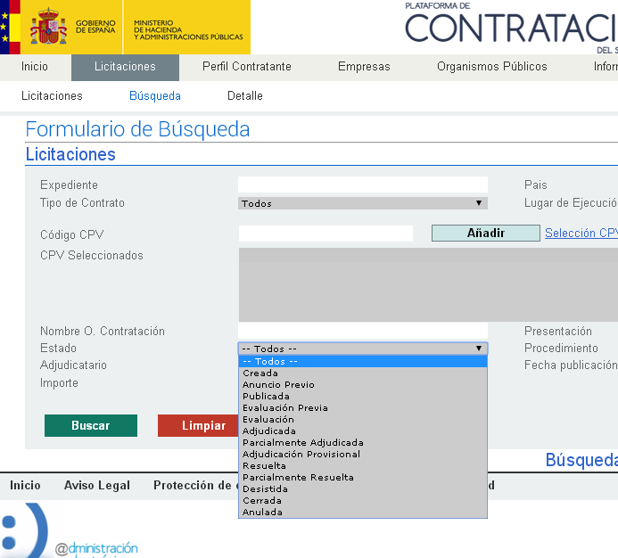 1.5. Plataforma de contratación del sector público www.contrataciondelestado.