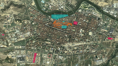 Color Rojo Plaza del Ayuntamiento: Ubicada en el centro de la ciudad. La zona de cobertura abarcará tanto la plaza como toda la zona peatonal que la rodea.