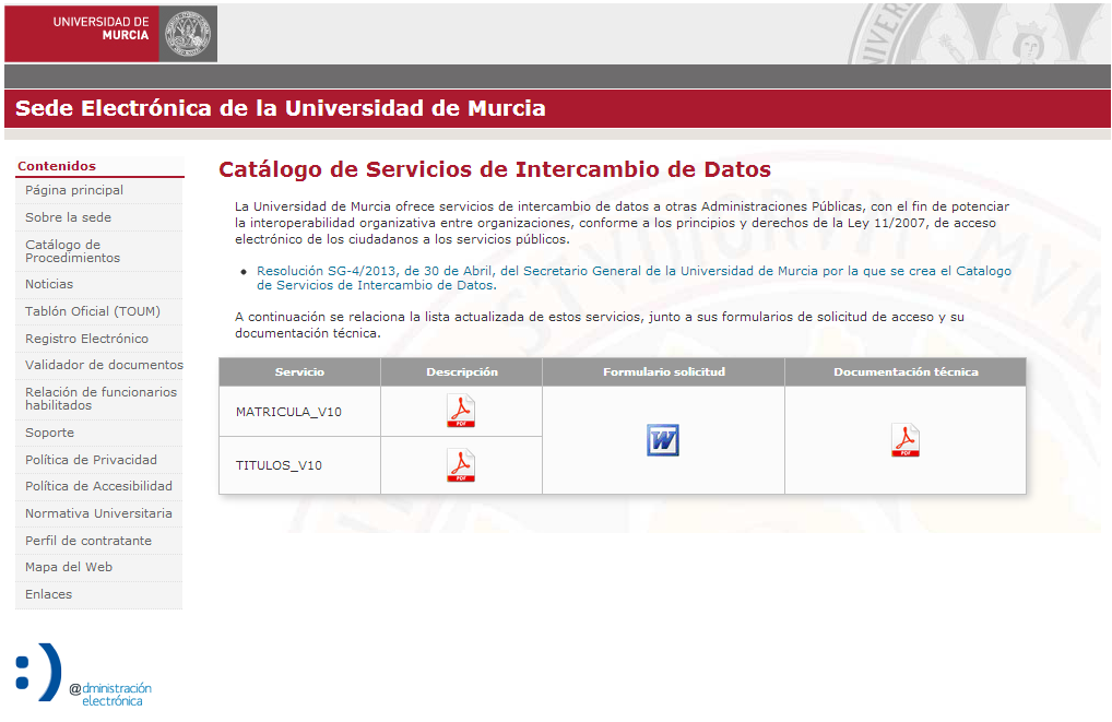 Interoperabilidad organizativa Catálogo de Servicios de