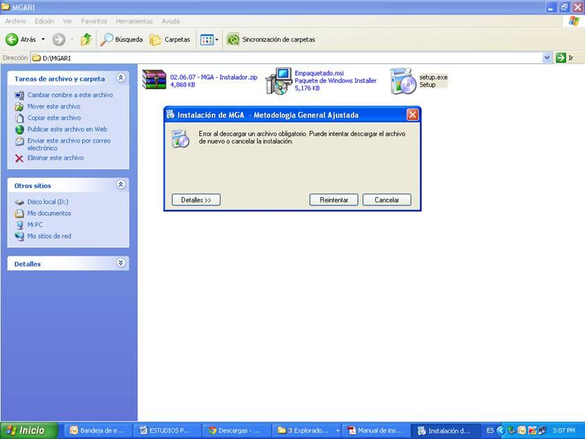 (Computadores con Windows 7) En el momento de la instalación muestra el siguiente mensaje: El problema es que no se pudieron