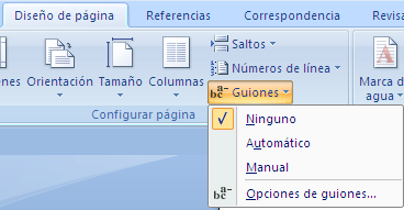 Manual de Microsoft Office Word 2007 Si quiere aplicar guiones automáticos a parte de un documento, seleccione el texto al que desee aplicar guiones y siga los pasos anteriores.