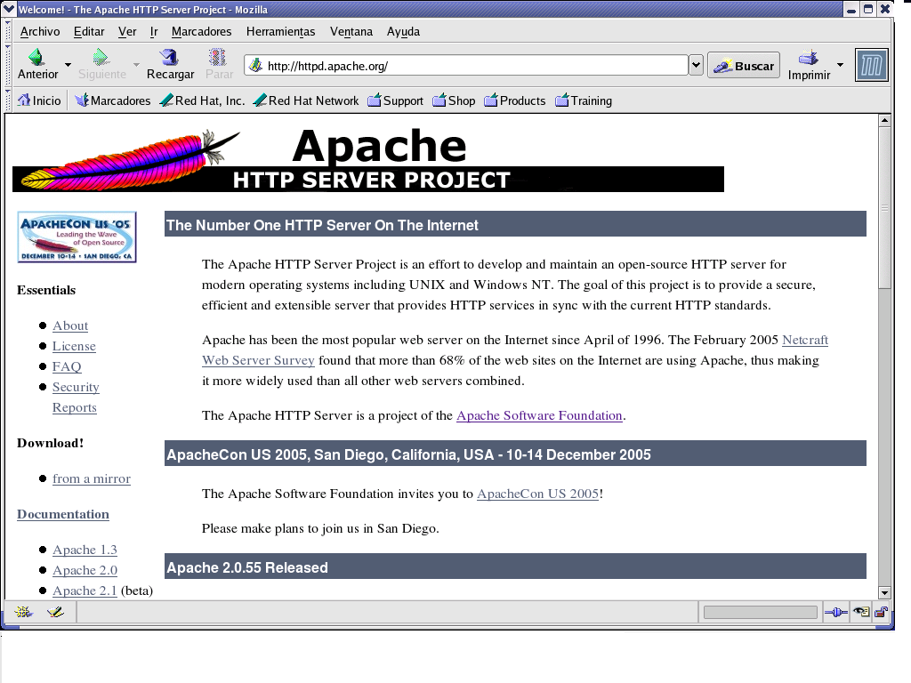 aquí se encuentran todos los proyectos de APACHE ordenados alfabéticamente. Podemos destacar 3 líneas de trabajo: 1. Apache 2.