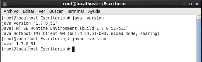 8. Verificar el JDK instalado con el siguiente comando y listo Java -version 9.