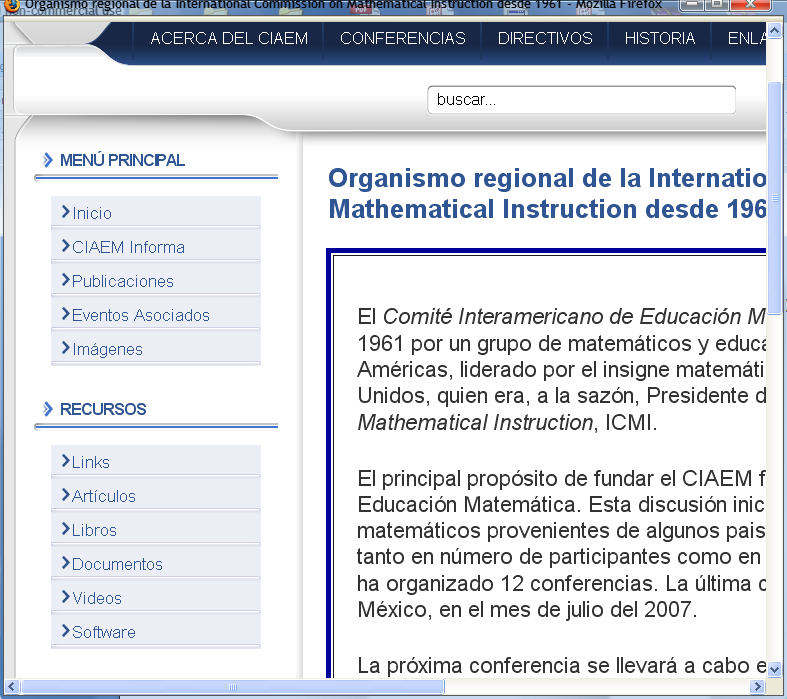 Sección de Recursos La sección de recursos del sitio del Comité interamericano de educación matemática (CIAEM) puede