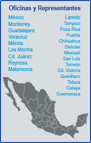 Contamos con 3 oficinas regionales: Monterrey Zona Norte México Zona Centro y Occidente Mérida Zona Sur Tenemos 5 representantes deservicio al cliente