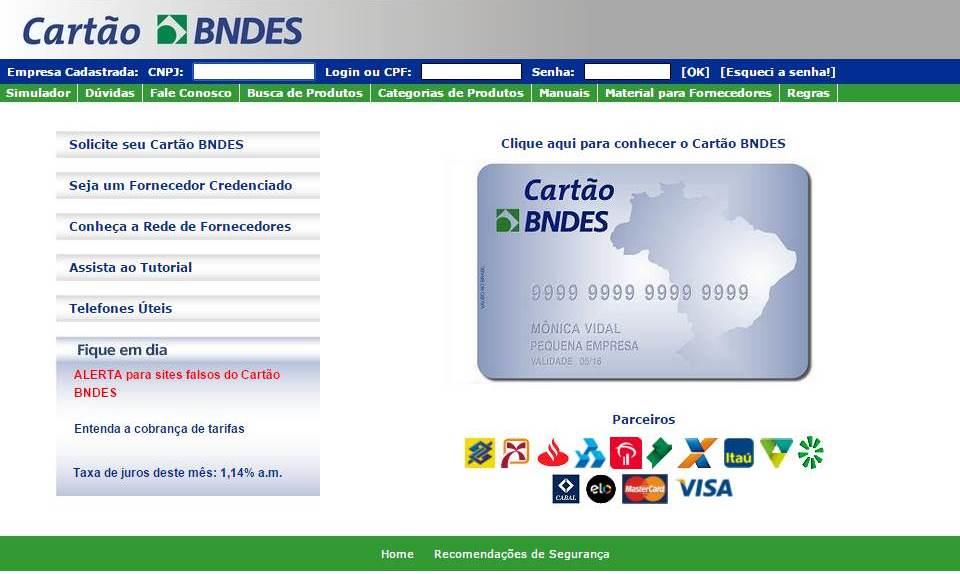 Tarjeta BNDES Página web de la