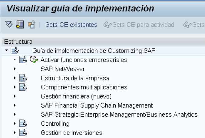 La configuración de SAP se realizará en este proyecto a través de dos herramientas que proporciona el mismo sistema: Guía de Implementación (IMG): es una estructura jerárquica que facilita la