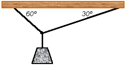 Estática 3. Determinar las tensiones T 1 y T de las cuerdas del sistema mostrado en la figura si el peso suspendido es w = 5.5 N. El sistema está en equilibrio. 4.